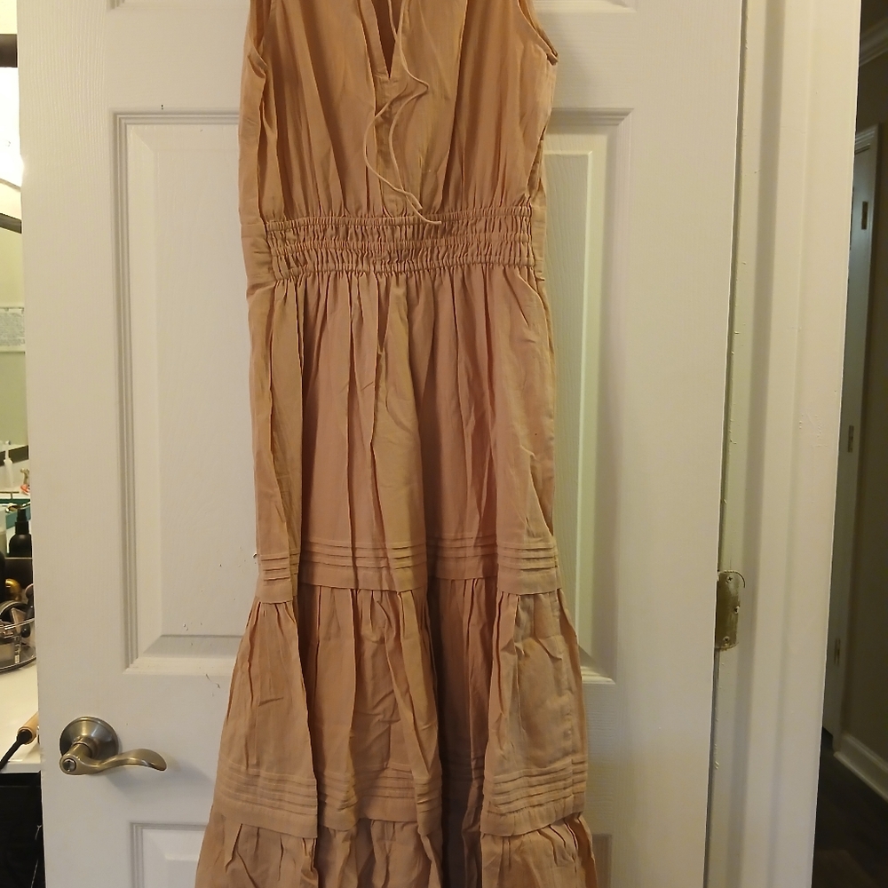 Pampelone NWT Pink Mauve BOHO Sleeveless Festival Spring Ruffle Maxi Dress-S - Picture 14 of 16